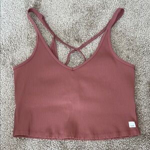 Vuori Pink Ribbed Backless Camisole